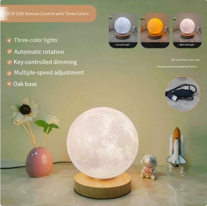 Lunar Glow 3D Lamp with Wooden Stand