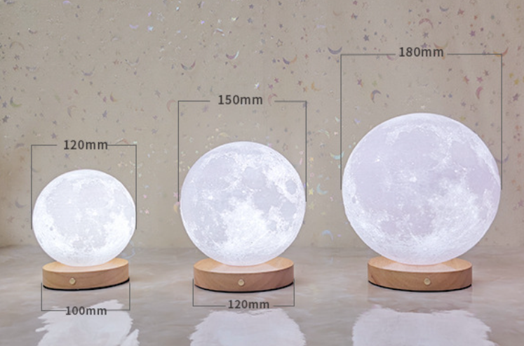 Lunar Glow 3D Lamp with Wooden Stand