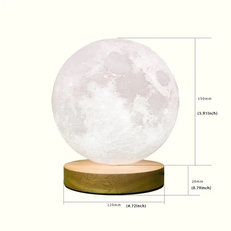 Lunar Glow 3D Lamp with Wooden Stand