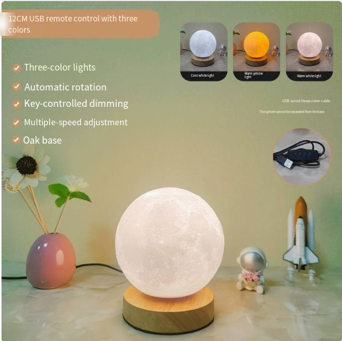 Lunar Glow 3D Lamp with Wooden Stand