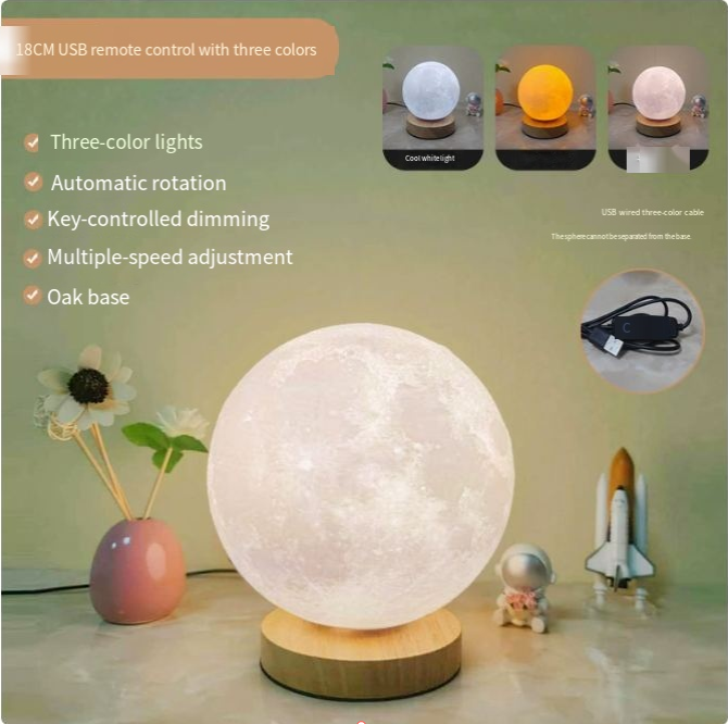 Lunar Glow 3D Lamp with Wooden Stand