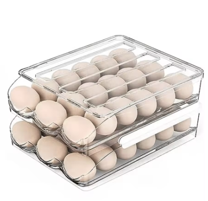 🥚 RollEase™ 2-Tier Rolling Drawer Egg Holder